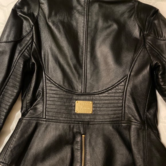 Black Leather Jacket with Gold Accents - Picture 4 of 7